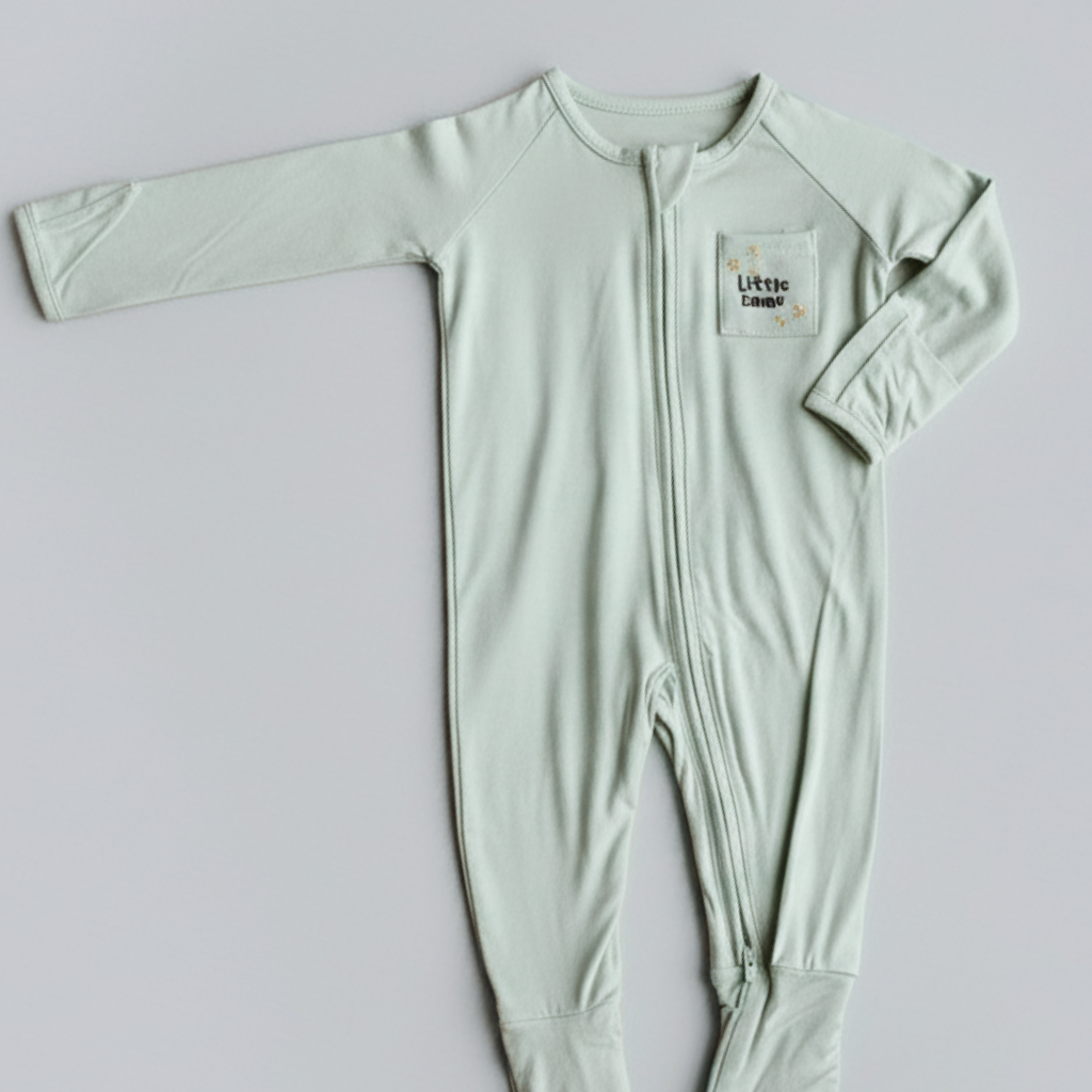 Little Emme Premium Bamboo Sleepsuits - Sage