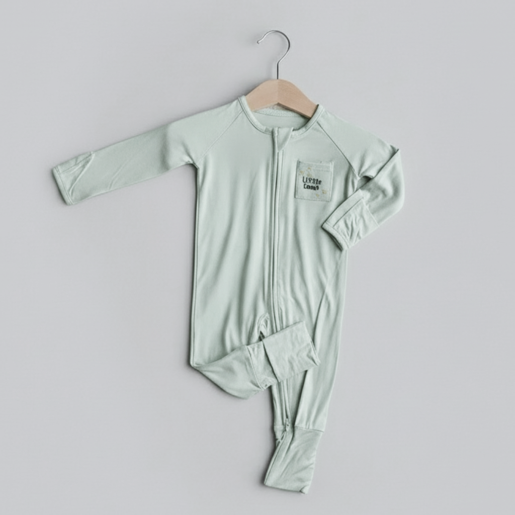 Little Emme Premium Bamboo Sleepsuits - Sage