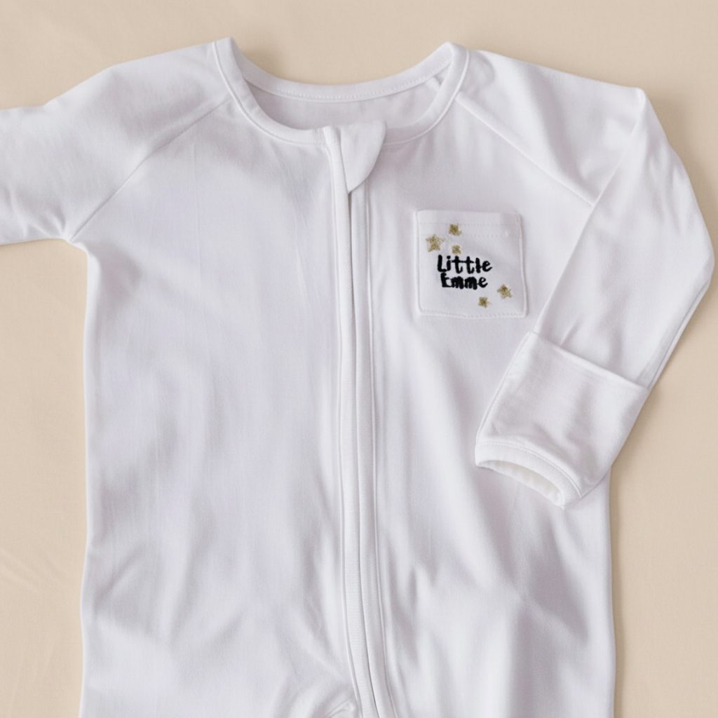 Little Emme Premium Bamboo Sleepsuits - White