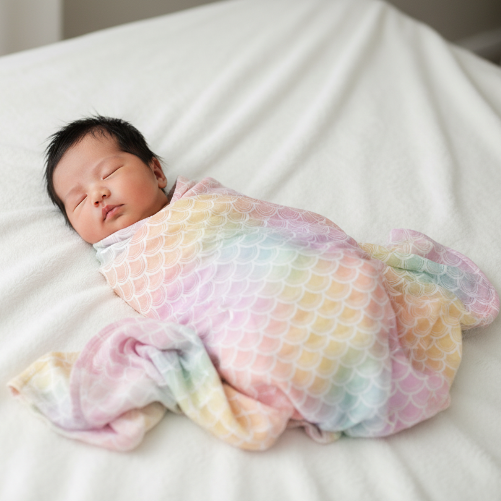 Bamboo Muslin Swaddle Blanket - Rainbow Scales