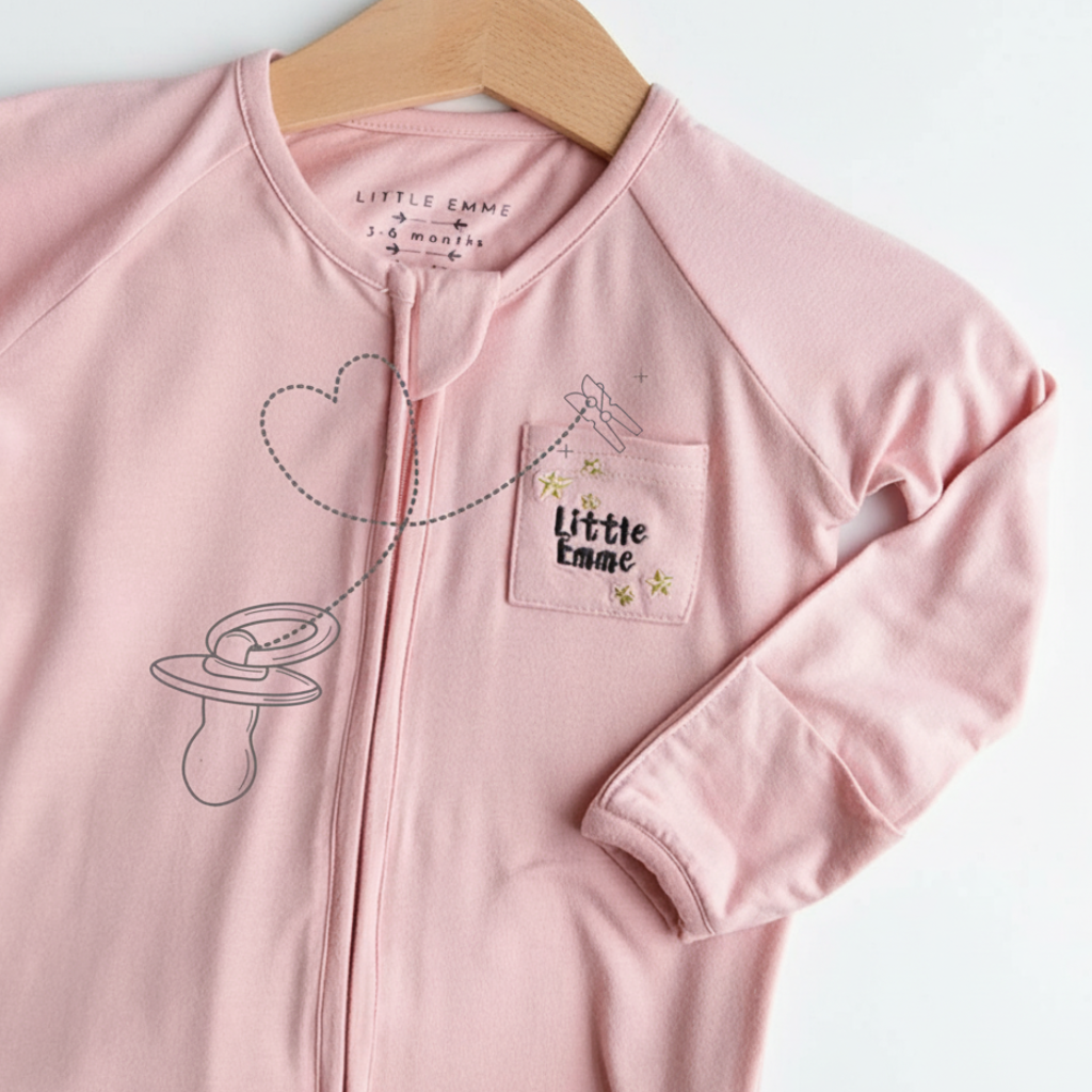 Little Emme Premium Bamboo Sleepsuits - Pink