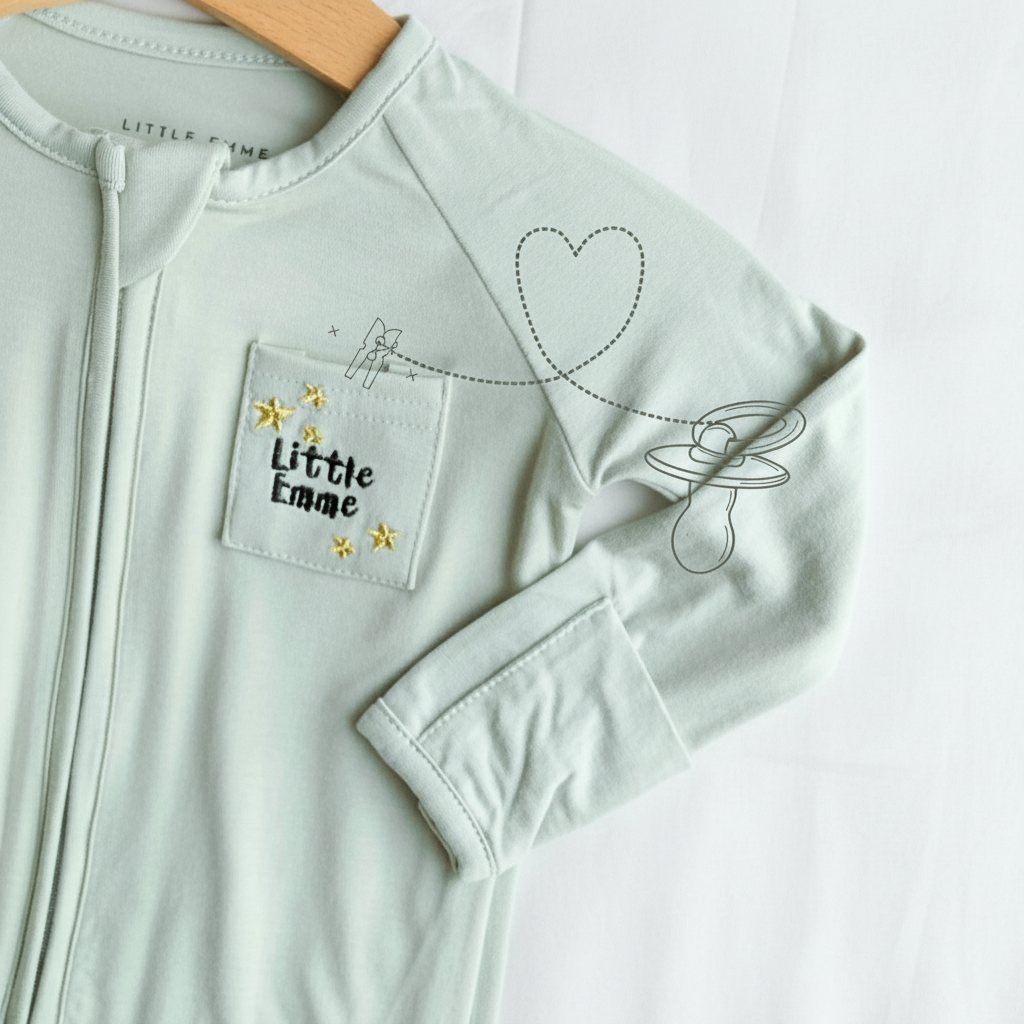 Little Emme Premium Bamboo Sleepsuits - Sage