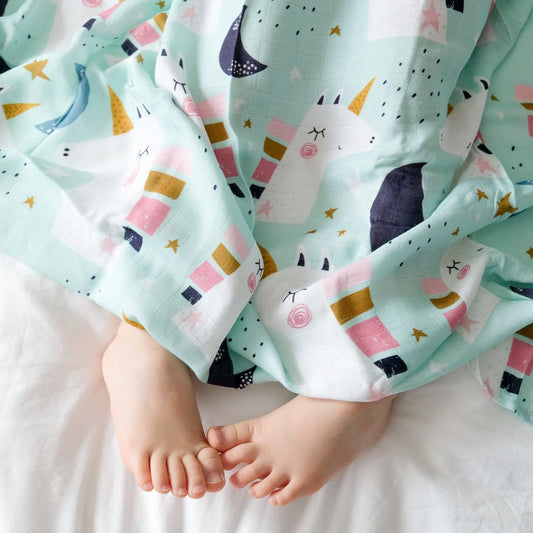 Bamboo Muslin Swaddle Blanket - Unicorns