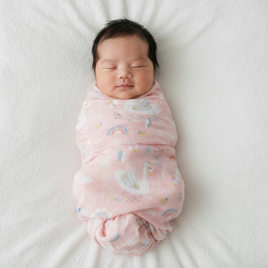 Bamboo Muslin Swaddle Blanket - Graceful Swans