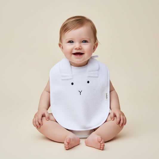 Baby Bib - White Bunny
