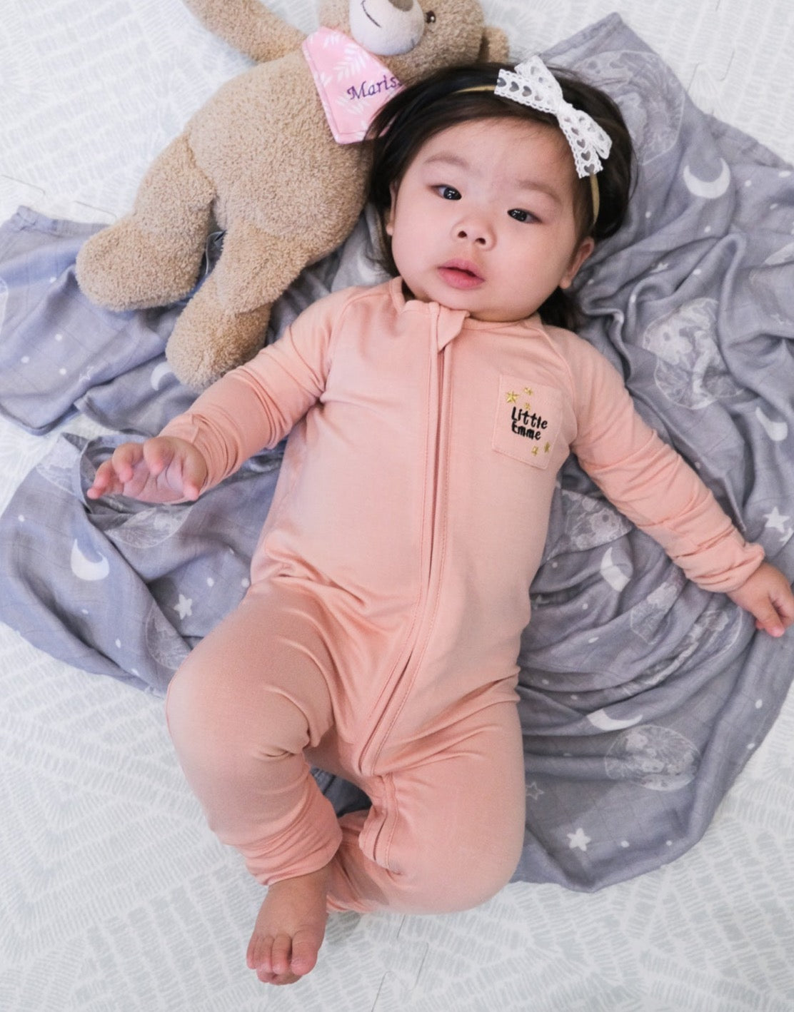 Little Emme Premium Bamboo Sleepsuits - Pink