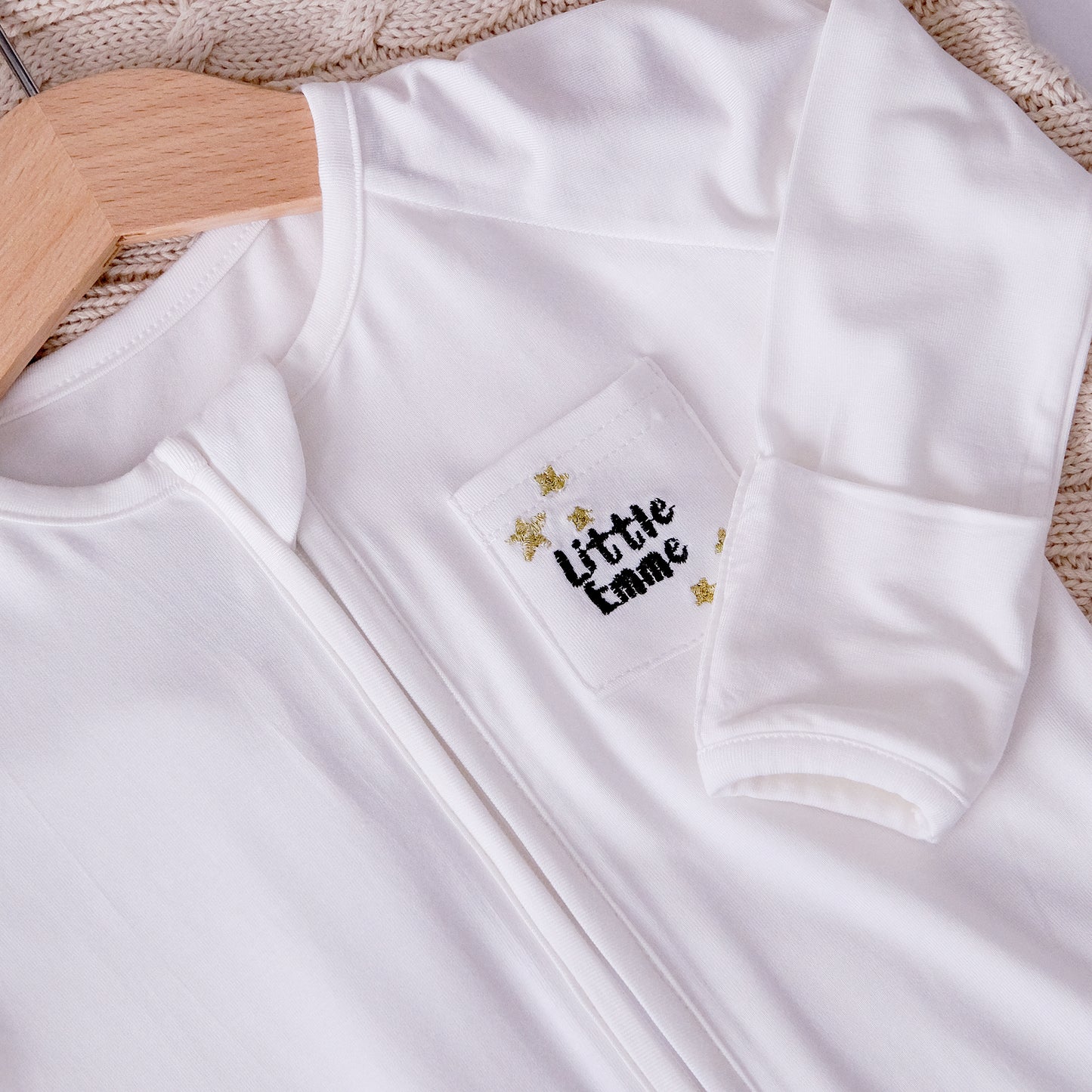 Little Emme Premium Bamboo Sleepsuits - White