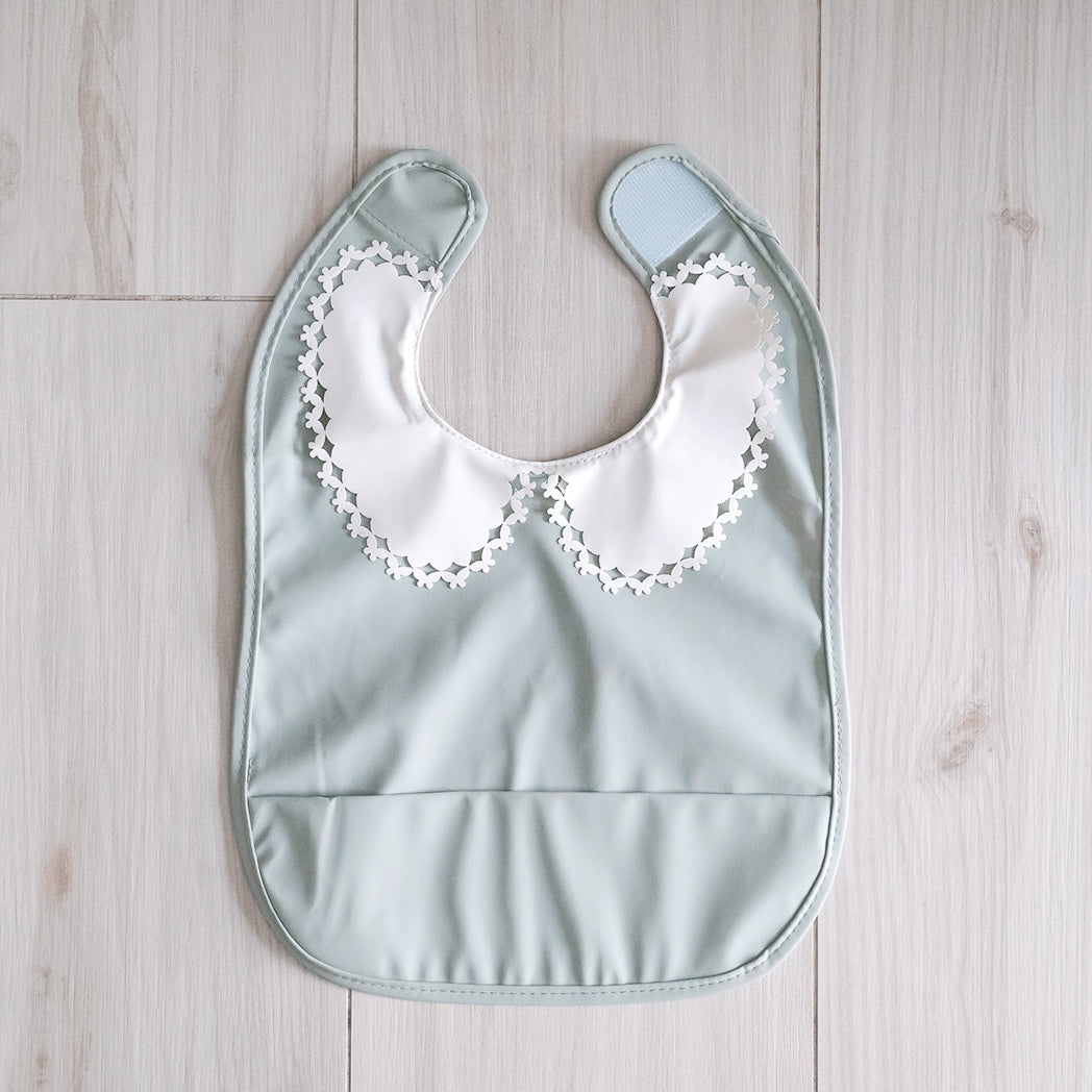 Little Emme Classic Bib - Green with White Lace