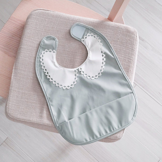 Little Emme Classic Bib - Green with White Lace