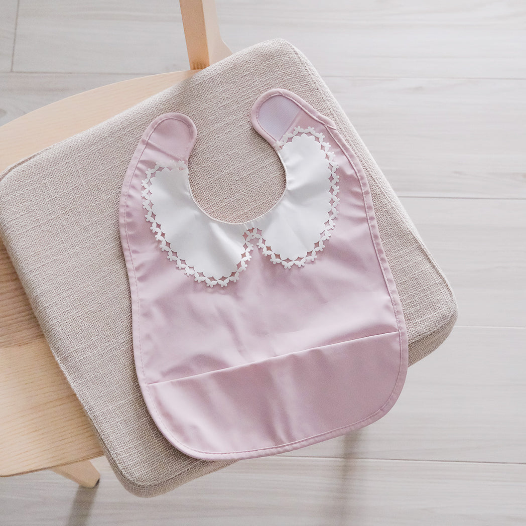 Little Emme Classic Bib - Pink with White Lace