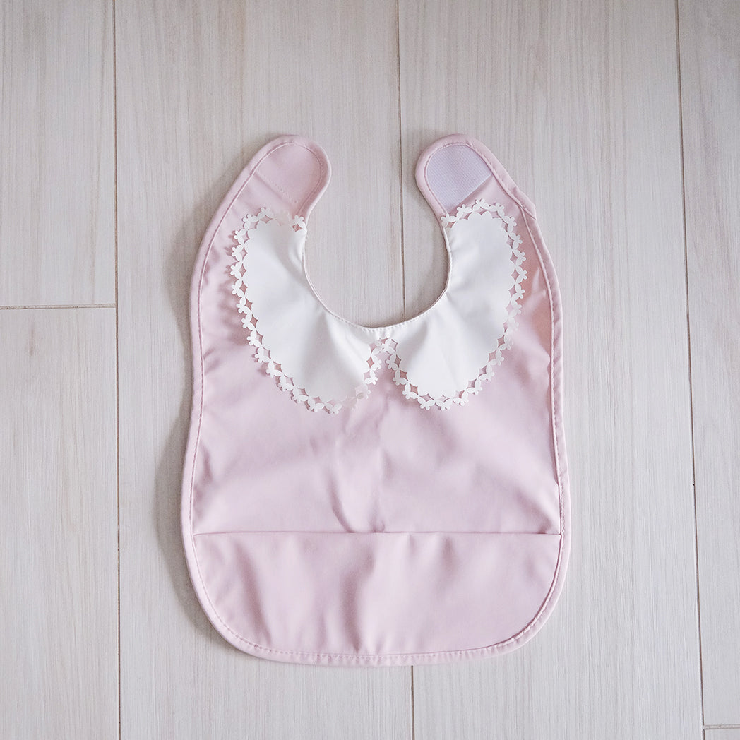 Little Emme Classic Bib - Pink with White Lace