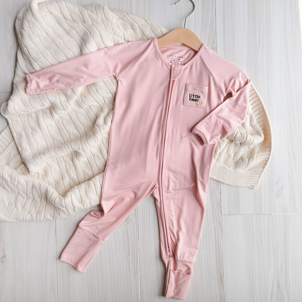 Little Emme Premium Bamboo Sleepsuits - Pink