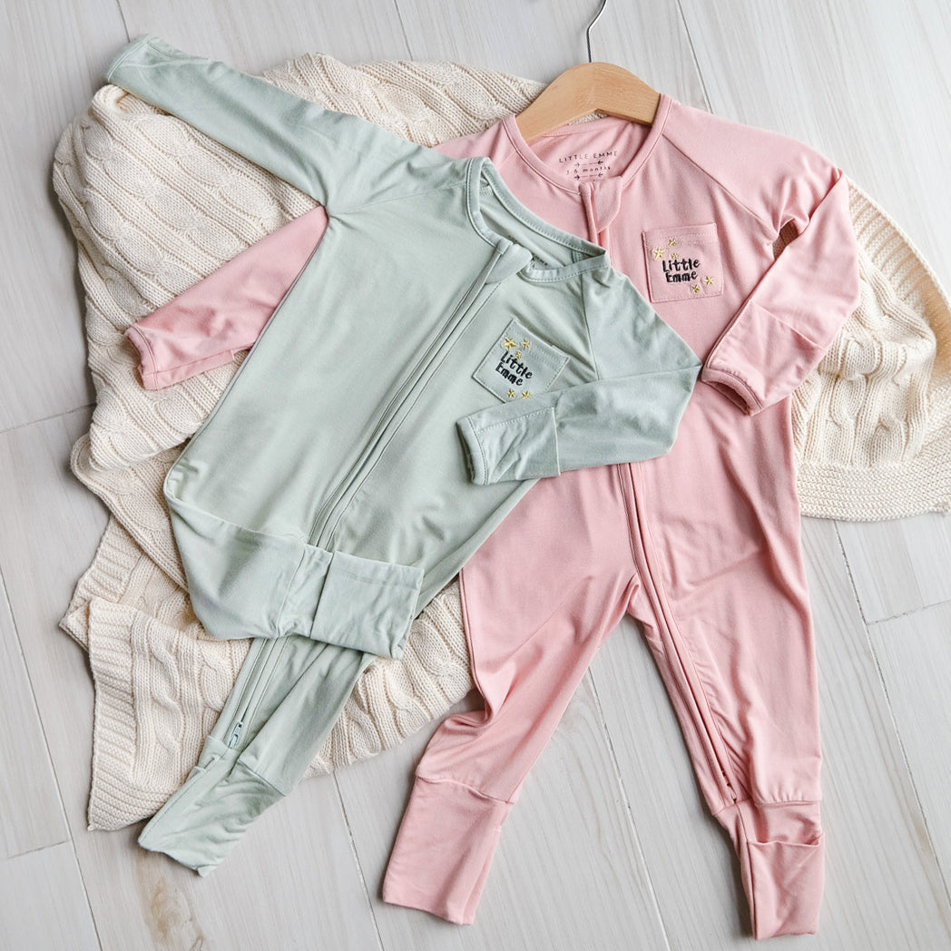 Little Emme Premium Bamboo Sleepsuits - Sage