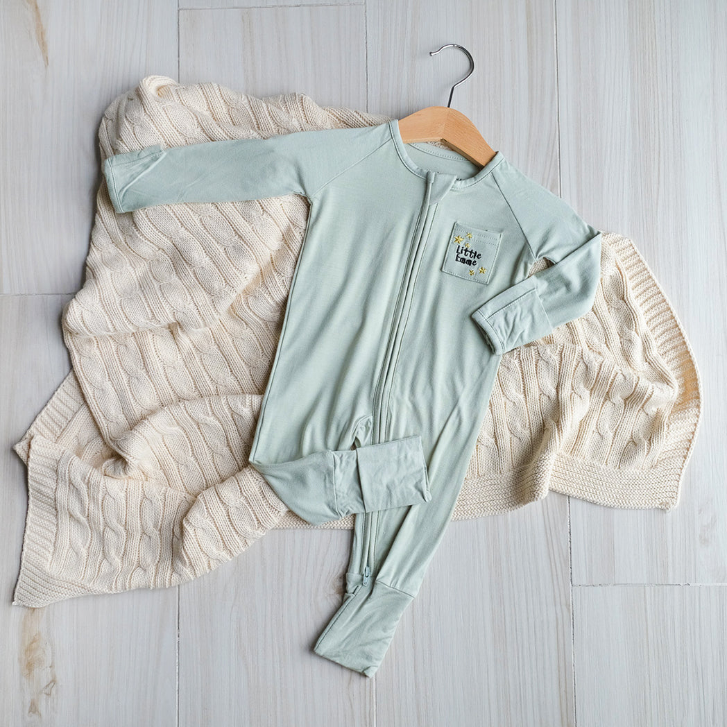 Little Emme Premium Bamboo Sleepsuits - Sage