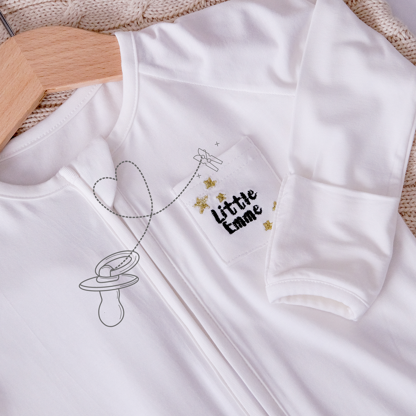 Little Emme Premium Bamboo Sleepsuits - White