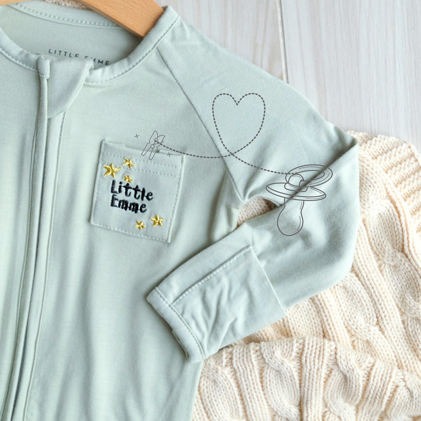 Little Emme Premium Bamboo Sleepsuits - Sage