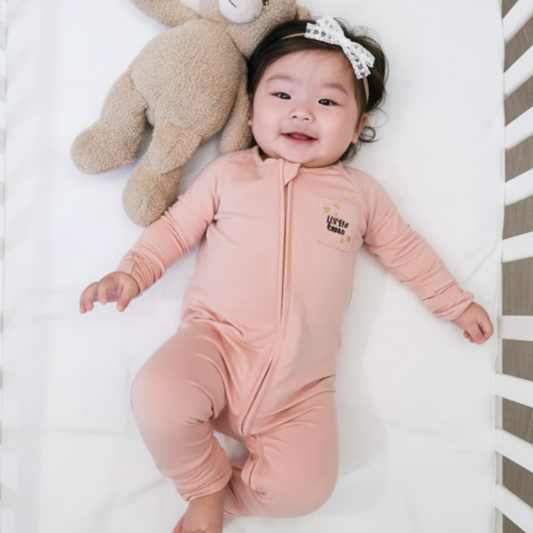 Little Emme Premium Bamboo Sleepsuits - Pink