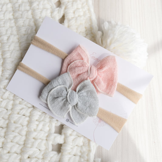 Ally set of 2 Hairbow - Dusty Blue / Pink