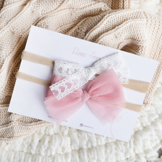 Elyse set of 2 hairbow - Pink Primrose