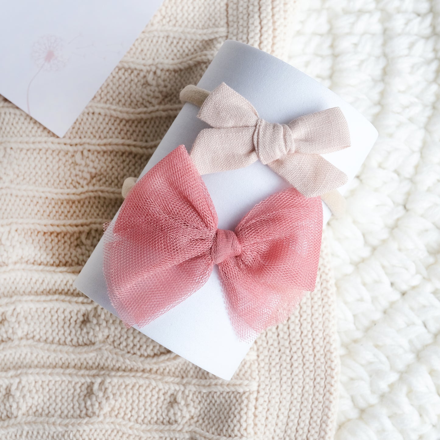 Elyse set of 2 hairbow - Blush Peony