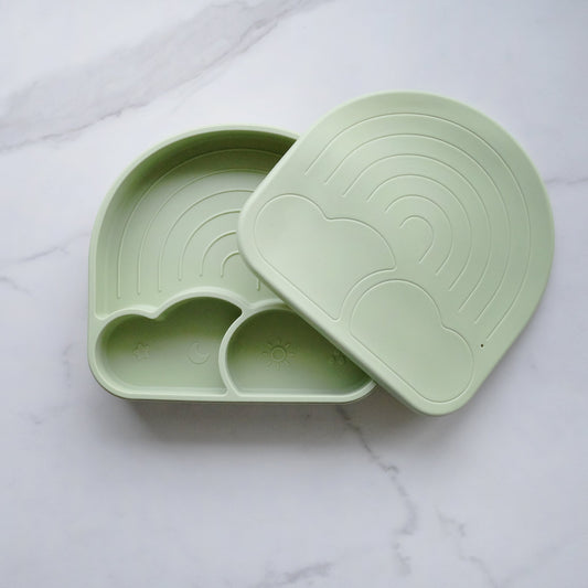 Little Emme Silicone Rainbow Plate - Green