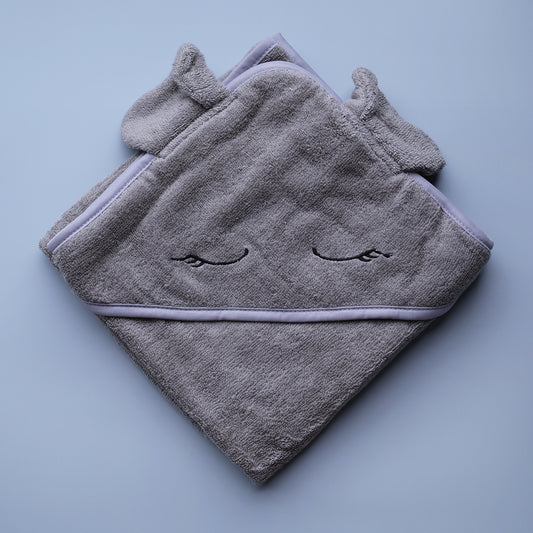 Cotton Hooded Towel - Grey Elephant