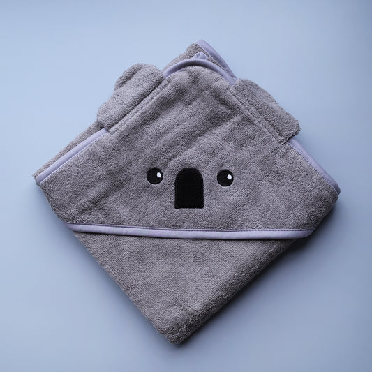 Cotton Hooded Towel - Grey Koala